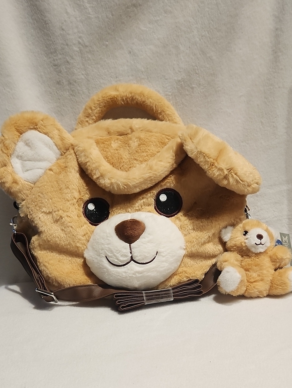 Plush 4-in-1 Teddy Shoulder Bag for Kids in Light Brown - Cute Bear Design